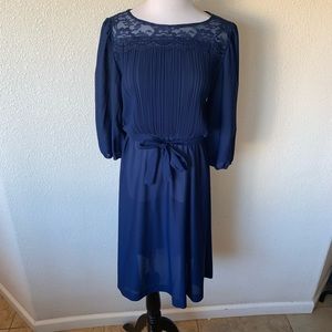 Vintage Sandi Dee sheathDress Pleated Lace Details